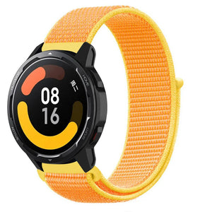 Nylon Strap, light yellow, on a watch, 3/4 front view