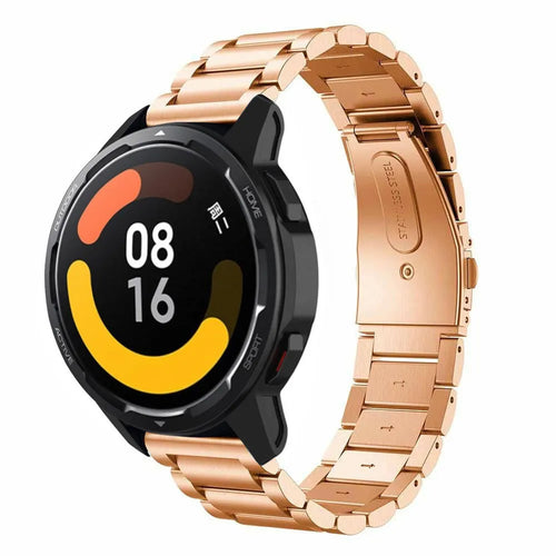Steel Strap, rose gold, on a watch, 3/4 front view