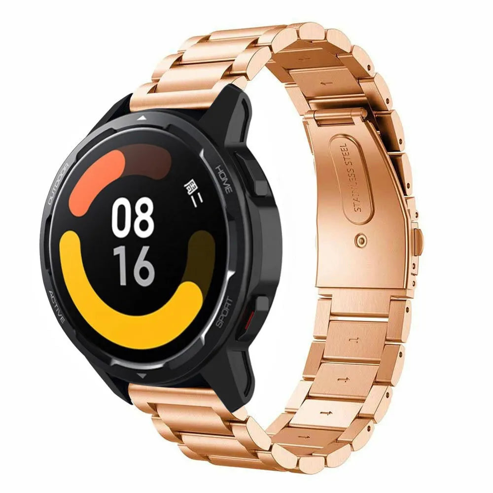 Steel Strap, rose gold, on a watch, 3/4 front view