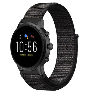 Nylon Strap, black, on a watch, 3/4 front view