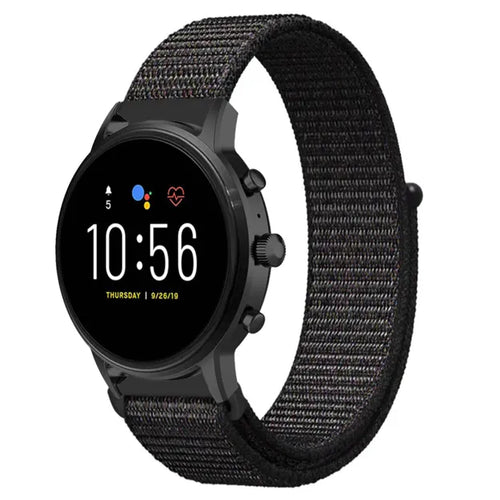 Nylon Strap, black, on a watch, 3/4 front view