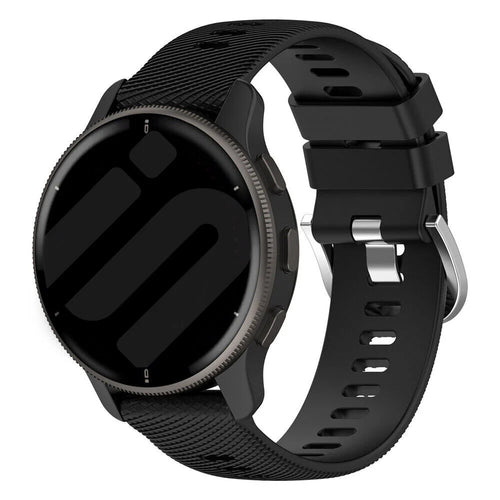 Silicone Strap, black, on a watch, 3/4 front view