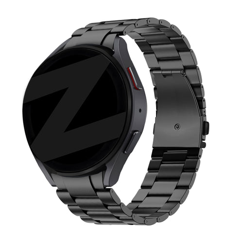 Titanium Strap 'Classic', black, on a watch, 3/4 rear view