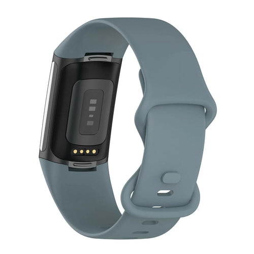 Silicone Strap, grey-blue, on a watch, 3/4 rear view
