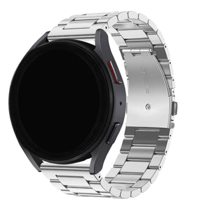 Steel Strap, silver, on a watch, 3/4 rear view