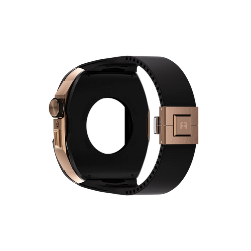 Reqior Funda con correa de goma Apple Watch 45mm (negro/rosa dorado)