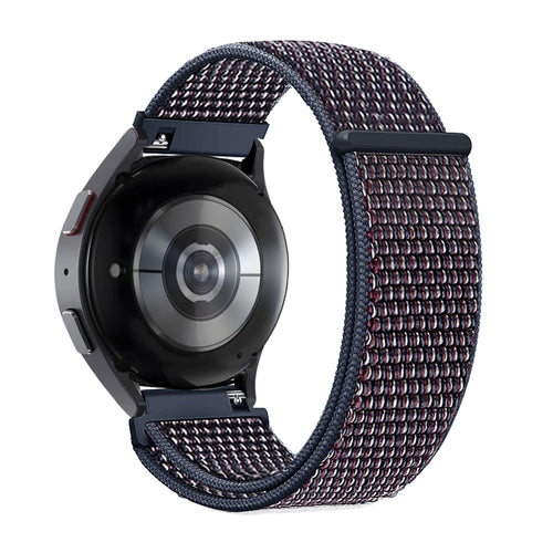Nylon Loop Strap, indigo, on a watch, 3/4 rear view