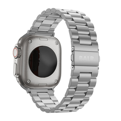 Titanium Strap, silver, on a watch, 3/4 rear view
