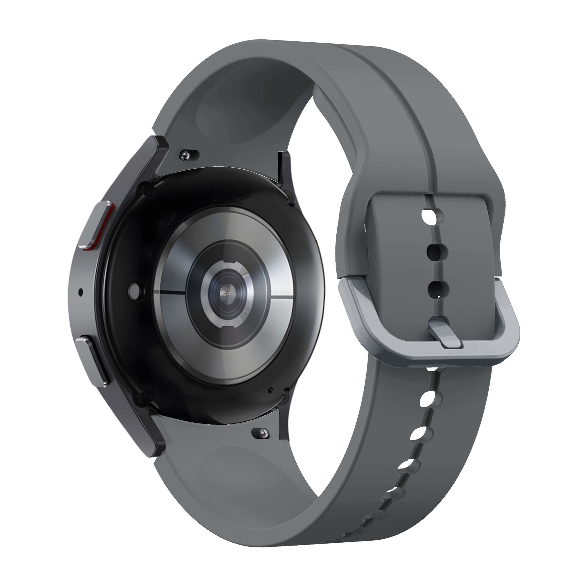 Silicone Strap 'Extreme', dark grey, on a watch, 3/4 rear view