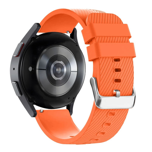 Silicone Strap 'Deluxe', orange, on a watch, 3/4 rear view