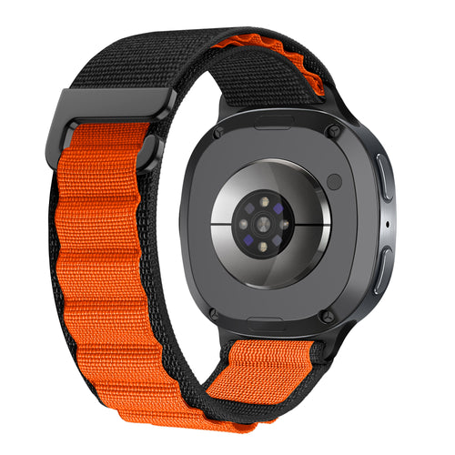 Alpine Nylon Strap, black, on a watch, 3/4 rear view