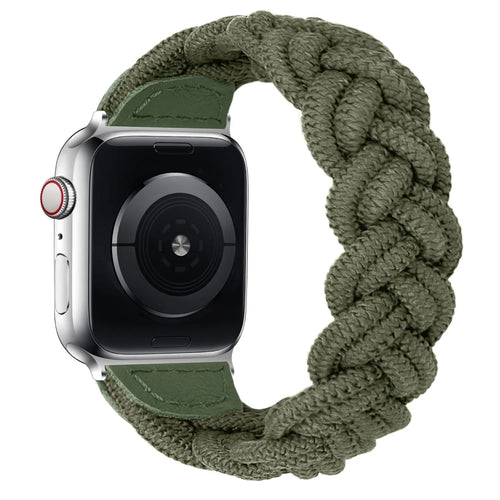 Twisted Nylon Strap, army green, on a watch, 3/4 rear view