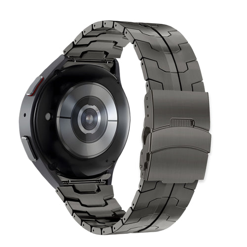 Steel Strap 'Iron', graphite, on a watch, 3/4 rear view