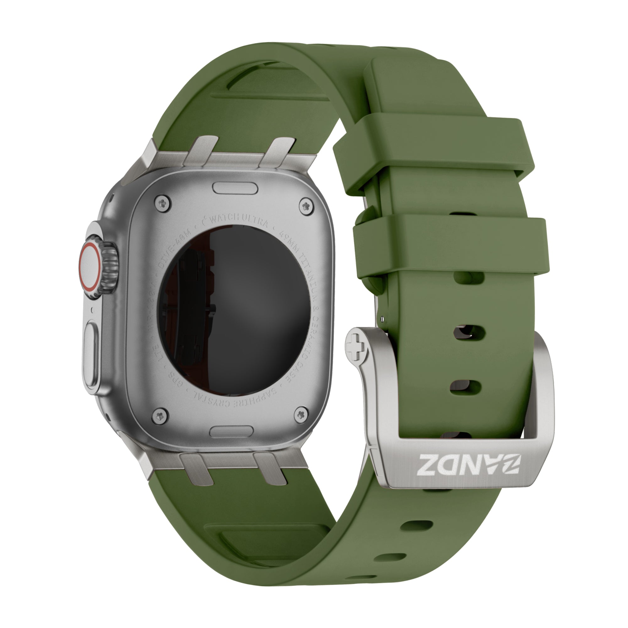 Bandz Correa silicona 'Luxe Liquid' Apple Watch Ultra (verde/titanio)