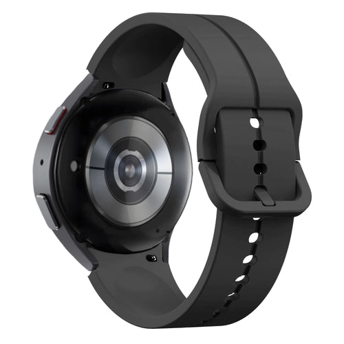 Silicone Strap 'Extreme', black, on a watch, 3/4 rear view