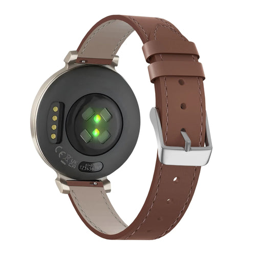 Leather Strap 'Deluxe', brown, on a watch, 3/4 rear view
