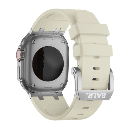 BALR. Apple Watch Ultra Liquid Silicone Strap (Beige/Silver)