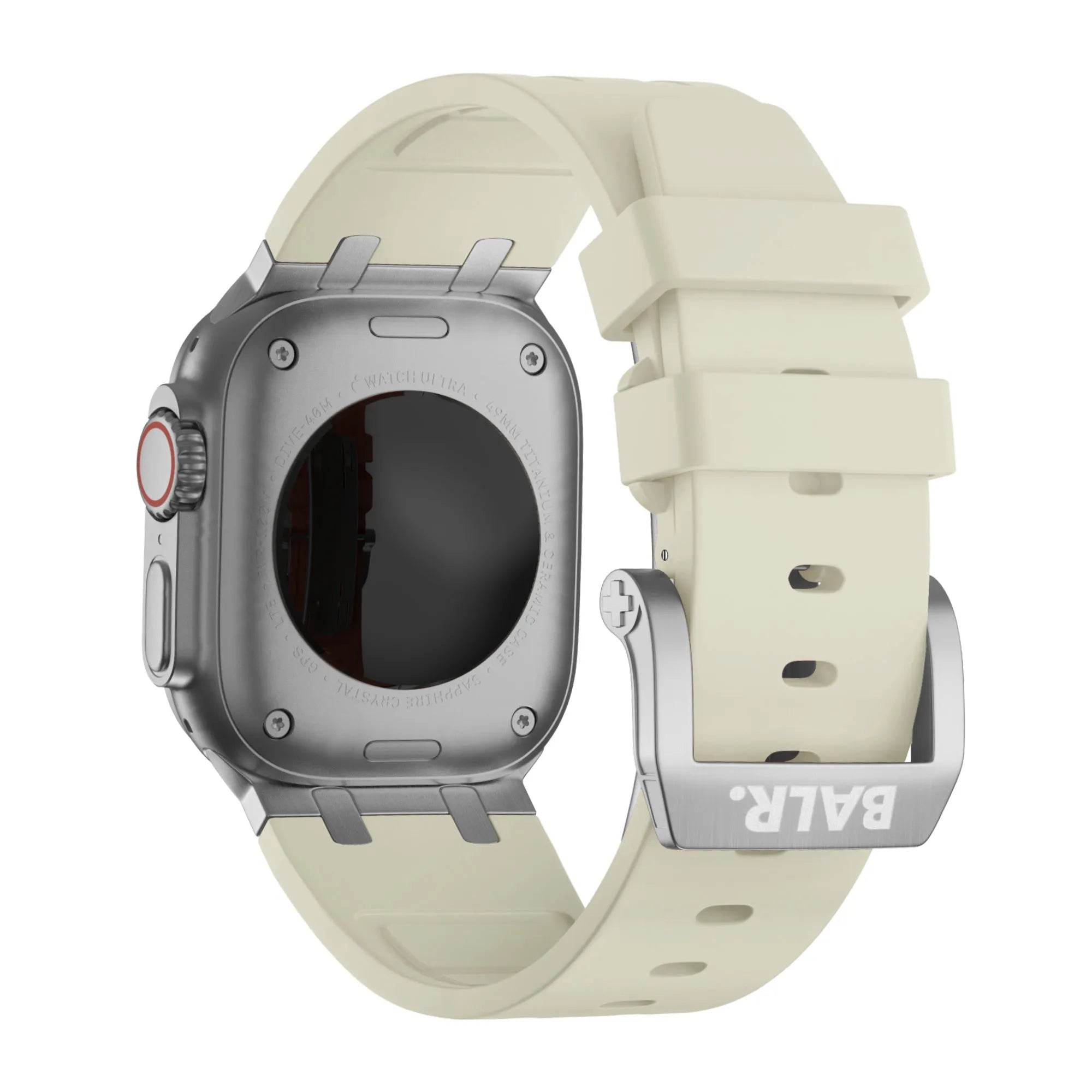 BALR. Apple Watch Ultra Liquid Silicone Strap (Beige/Silver)