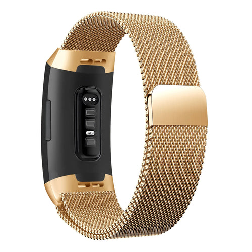Milanese Loop Strap, rose gold, on a watch, 3/4 rear view