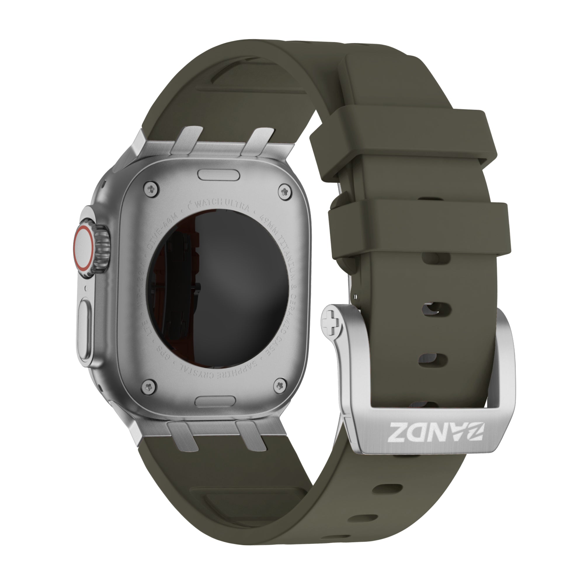 Bandz Apple Watch Ultra Silicone Strap 'Luxe Liquid' (Brown with Silver)