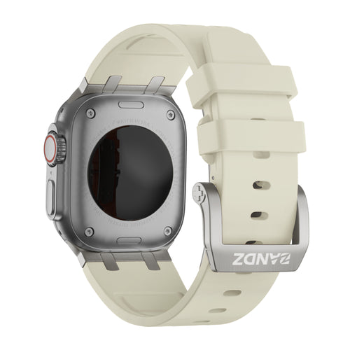 Bandz Correa silicona 'Luxe Liquid' Apple Watch Ultra (beige con titanio)
