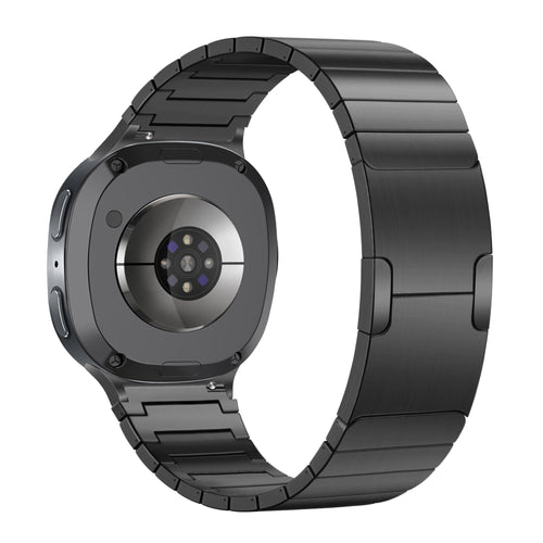 Titanium Strap 'One Bead', black, on a watch, 3/4 rear view