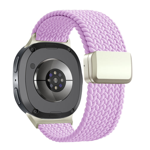 Nylon Braided Strap 'Easy Fit', lilac, on a watch, 3/4 rear view