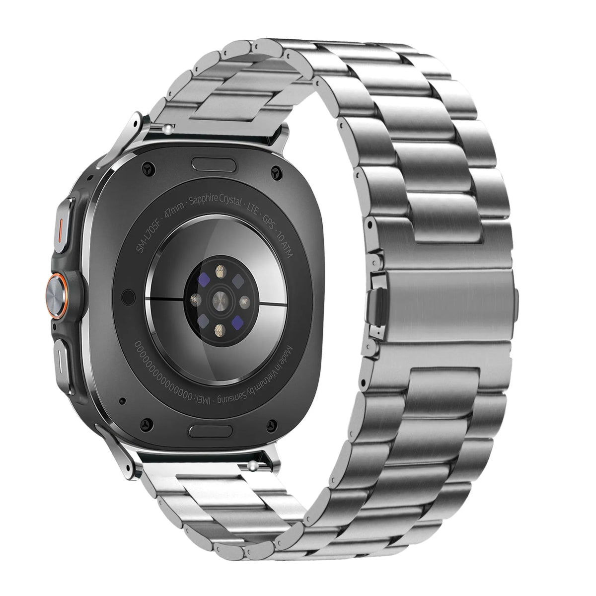 Steel Strap 'Classic', silver, on a watch, 3/4 rear view