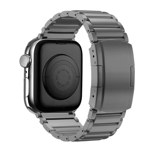 Titanium Strap 'Classic', graphite, on a watch, 3/4 rear view