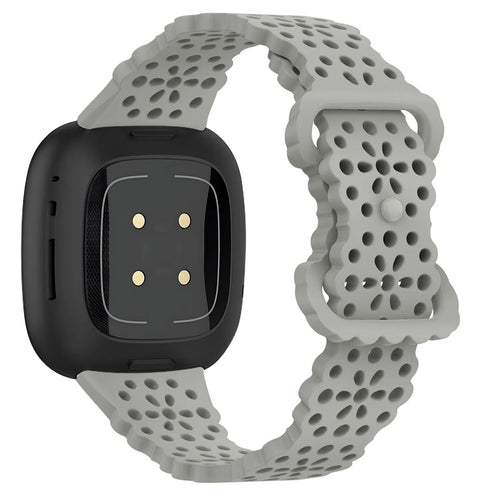 Patterned Silicone Strap, grey, on a watch, 3/4 rear view