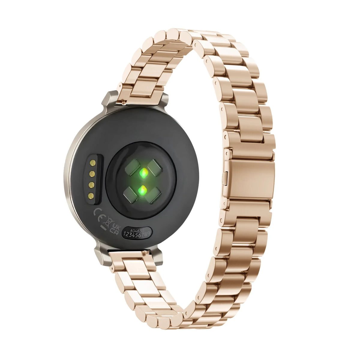 Steel Strap 'Classic', rose gold, on a watch, 3/4 rear view