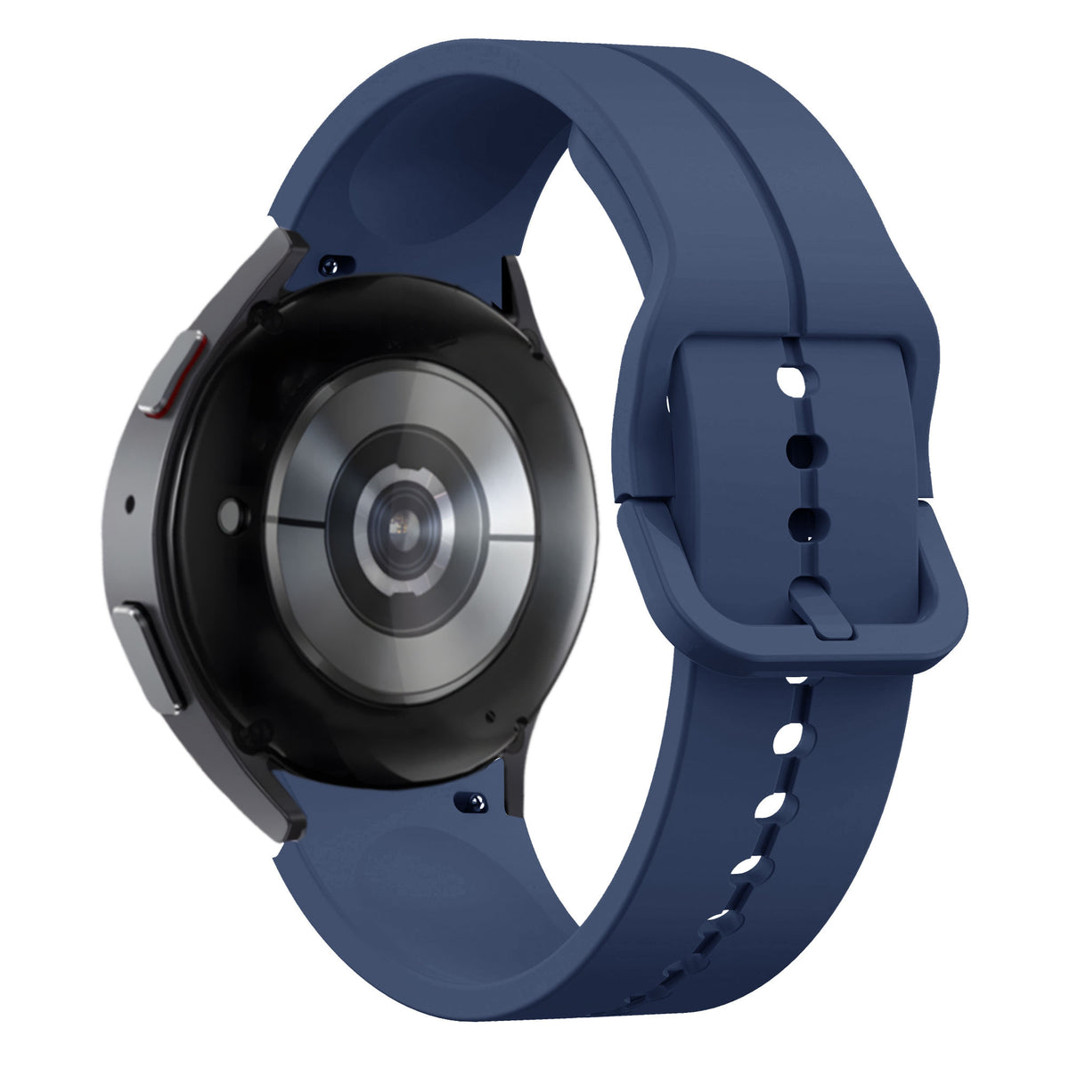 Silicone Strap 'Extreme', dark blue, on a watch, 3/4 rear view