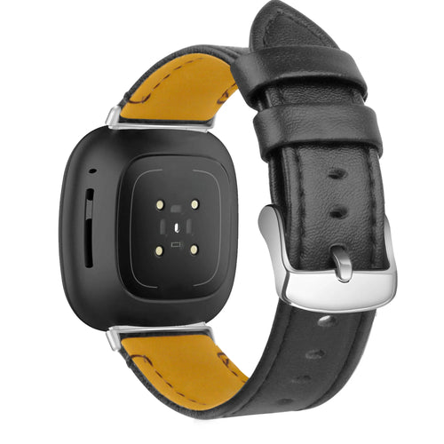 Leather Strap 'Deluxe', black, on a watch, 3/4 rear view