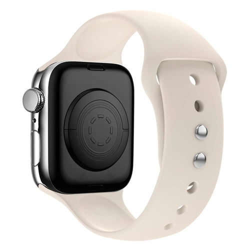 Dual Snap Silicone Strap, starlight, on a watch, 3/4 rear view