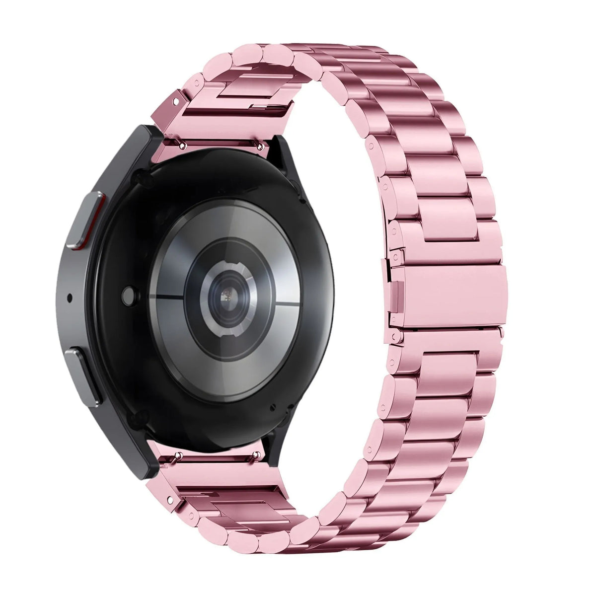 Steel Strap 'Classic', pink, on a watch, 3/4 rear view