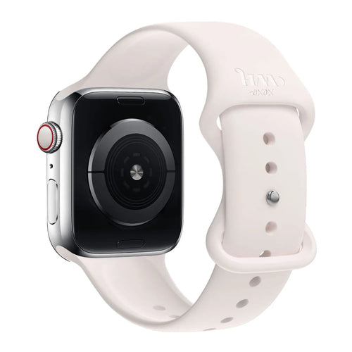 Silicone Strap, beige, on a watch, 3/4 rear view