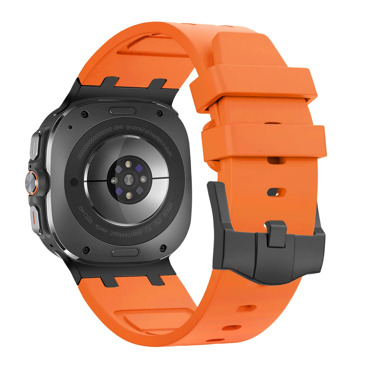 Silicone Strap 'Luxe Liquid', on a watch, 3/4 rear view