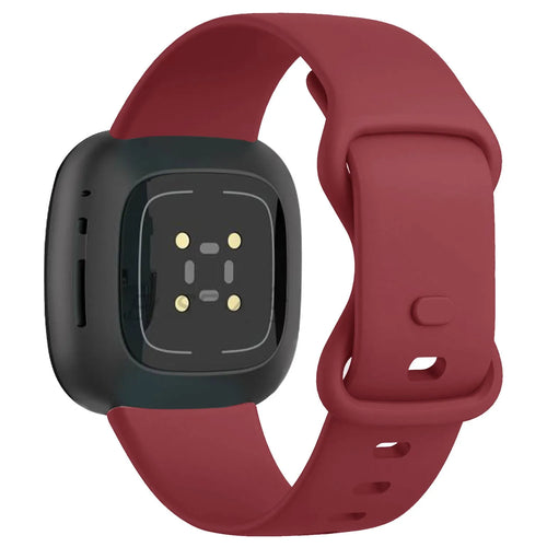 Silicone Strap 'Classic', wine red, on a watch, 3/4 rear view