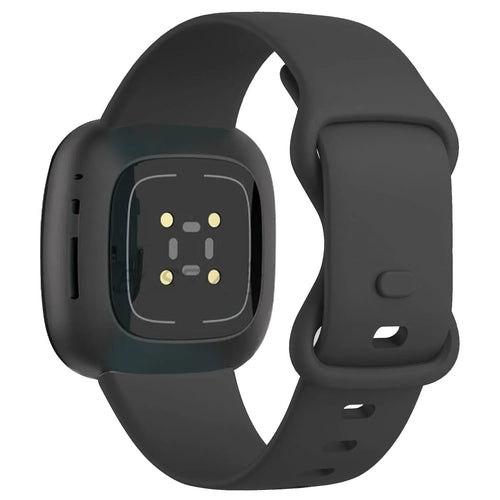 Silicone Strap 'Classic', black, on a watch, 3/4 rear view