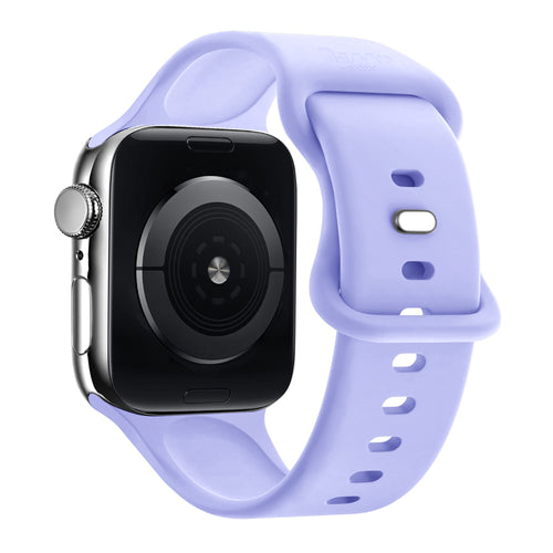 Silicone Strap, light purple, on a watch, 3/4 rear view