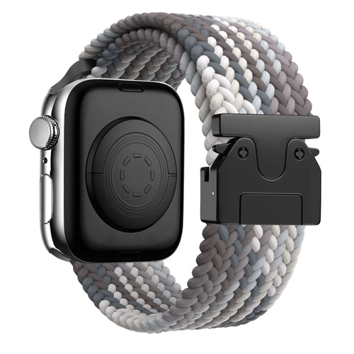 Nylon Braided Strap 'Parachute', slate, on a watch, 3/4 rear view