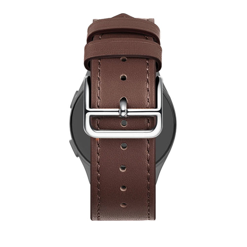 Leather Strap 'Deluxe', brown, on a watch, 3/4 rear view