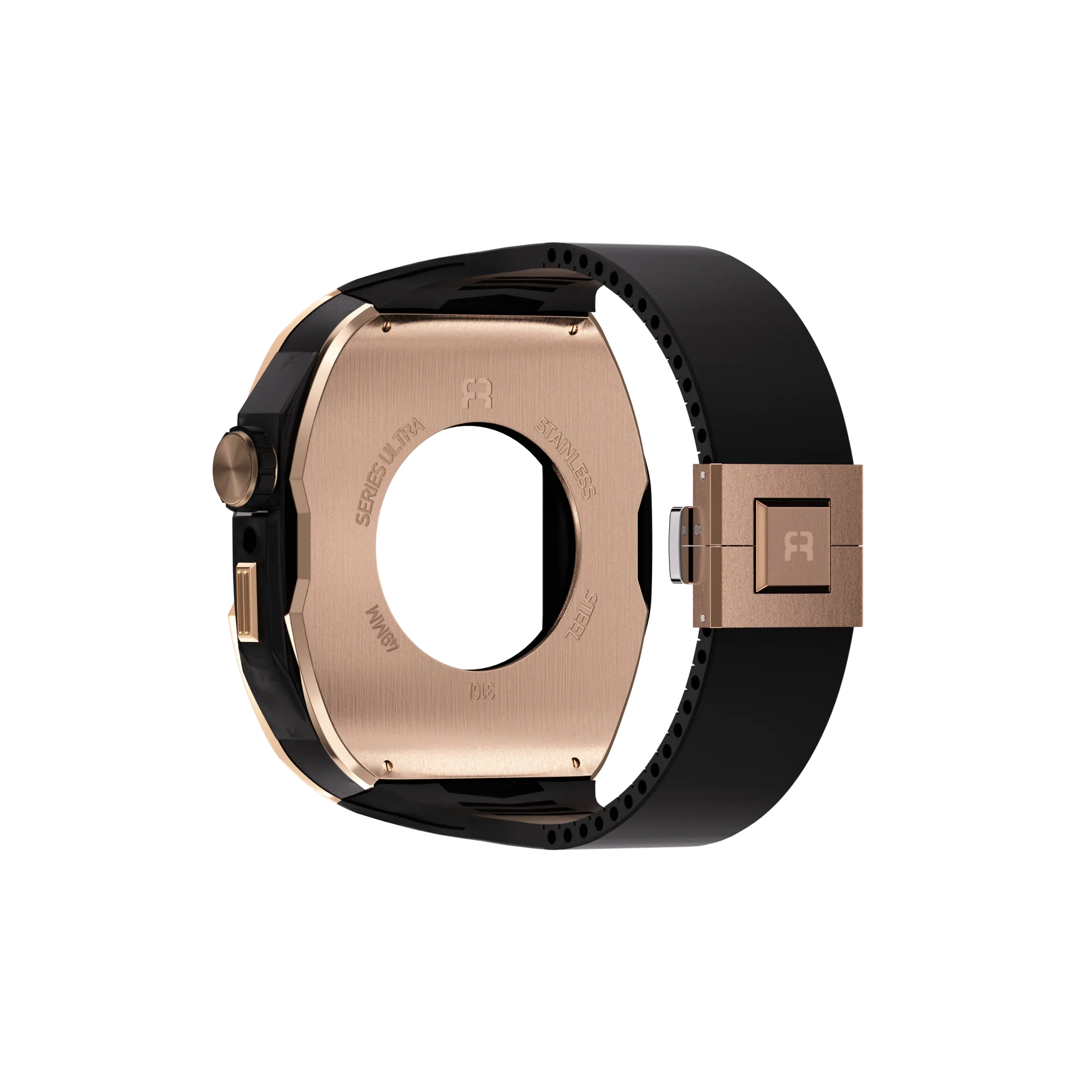 Reqior Funda con correa de goma Apple Watch 45mm (rosa dorado/negro)