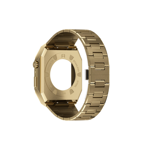 Reqior Funda con correa de acero 'Nautilus' Apple Watch 45mm (dorado)