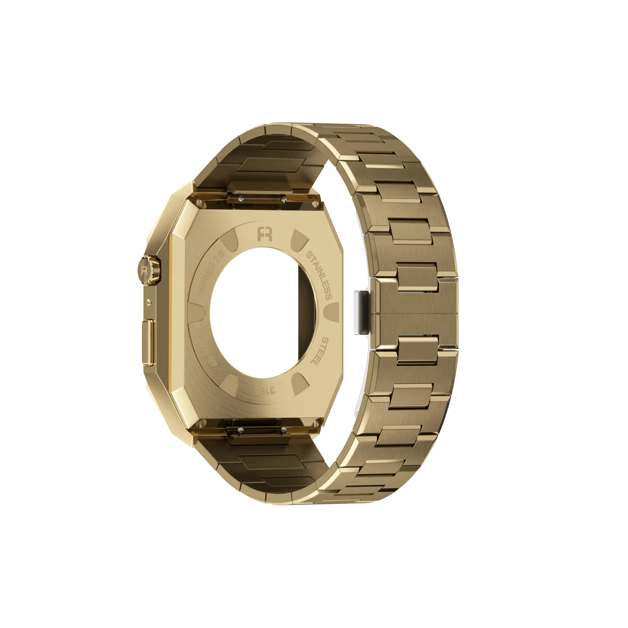 Reqior Funda con correa de acero 'Nautilus' Apple Watch 45mm (dorado)