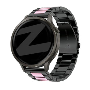 Steel Strap 'Classic', black/pink, on a watch, 3/4 rear view
