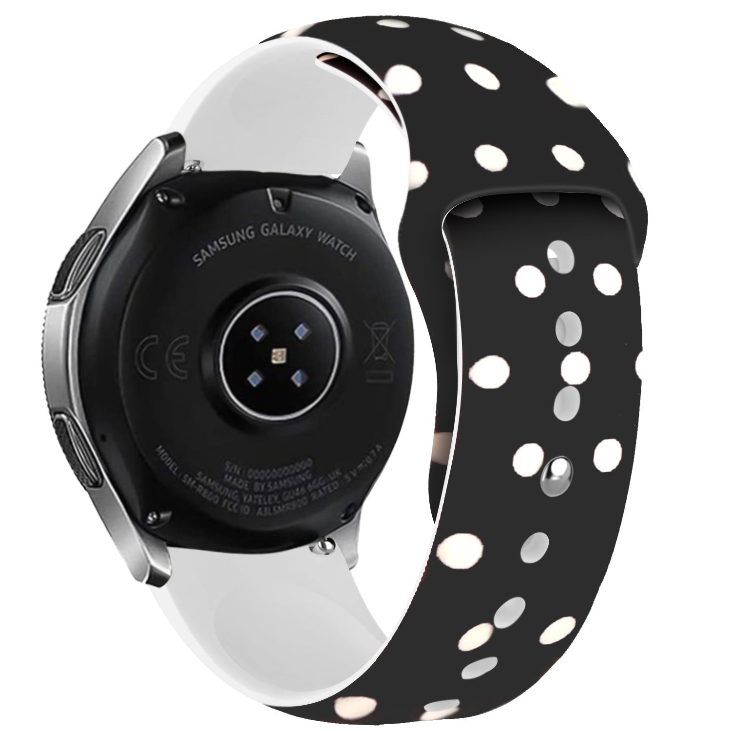 Print Silicone Strap, on a watch, 3/4 rear view