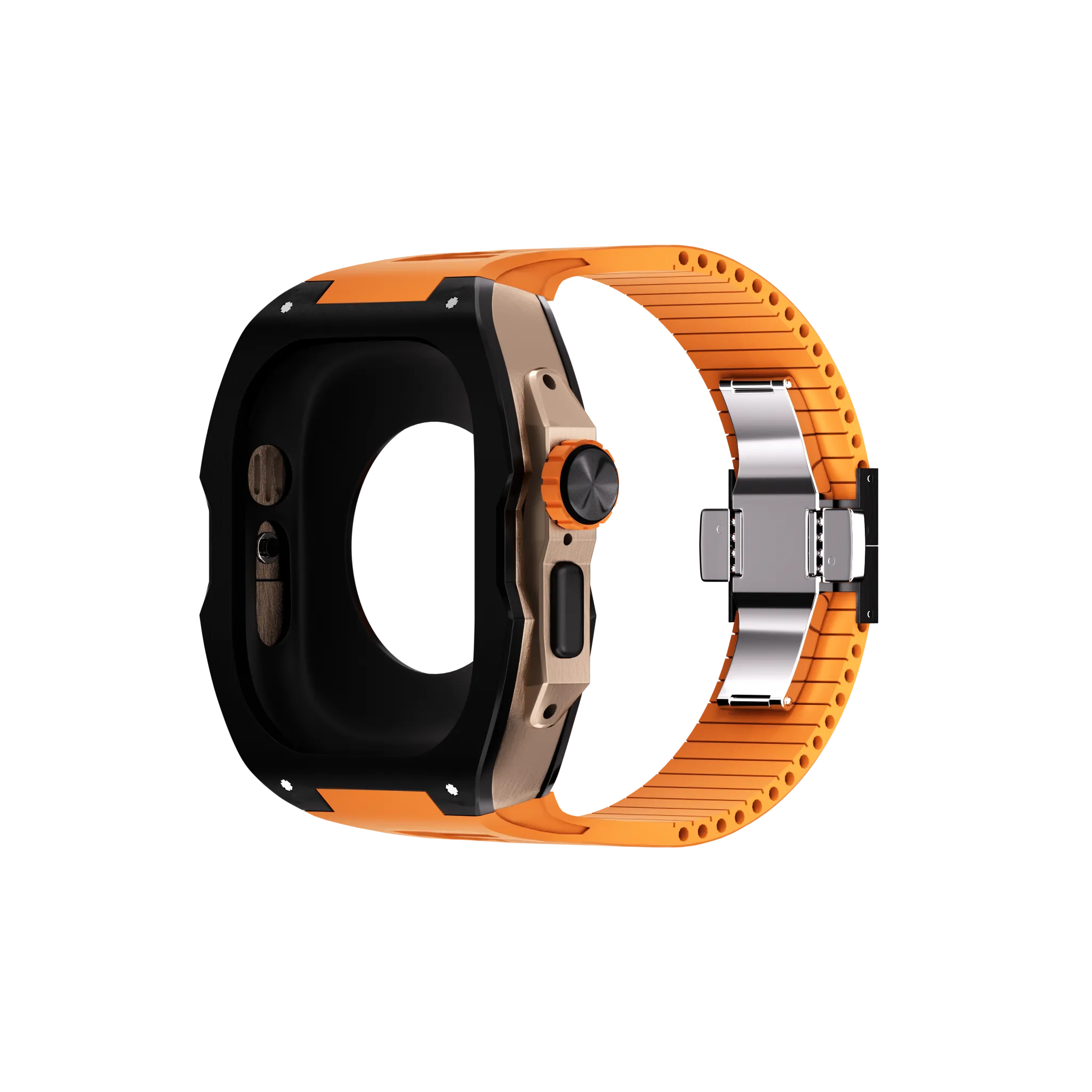 Reqior Funda con correa de goma Apple Watch Ultra (negro/naranja)