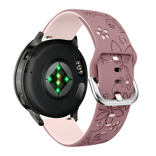 Bandz Garmin Vivoactive 5 Silicone Strap 'Flowers' (Smoke Purple/Light Pink)