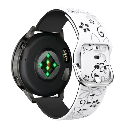 Bandz Garmin Vivoactive 5 Silicone Strap 'Flowers' (White/Black)